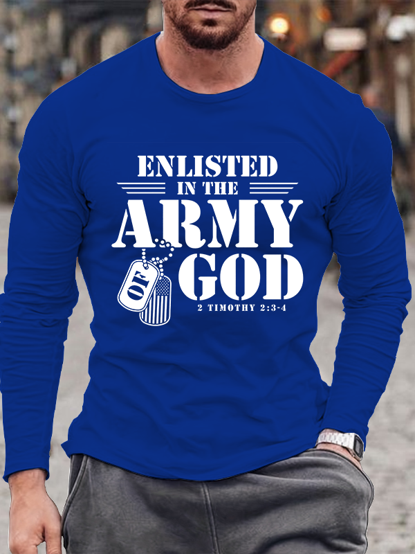 Enlisted in The Army God Christian Cotton Long Sleeve T-Shirt