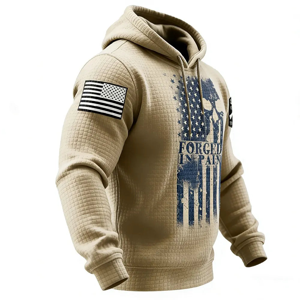 Viking skull American street casual waffle knit hoodie