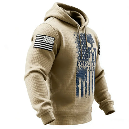 Viking skull American street casual waffle knit hoodie