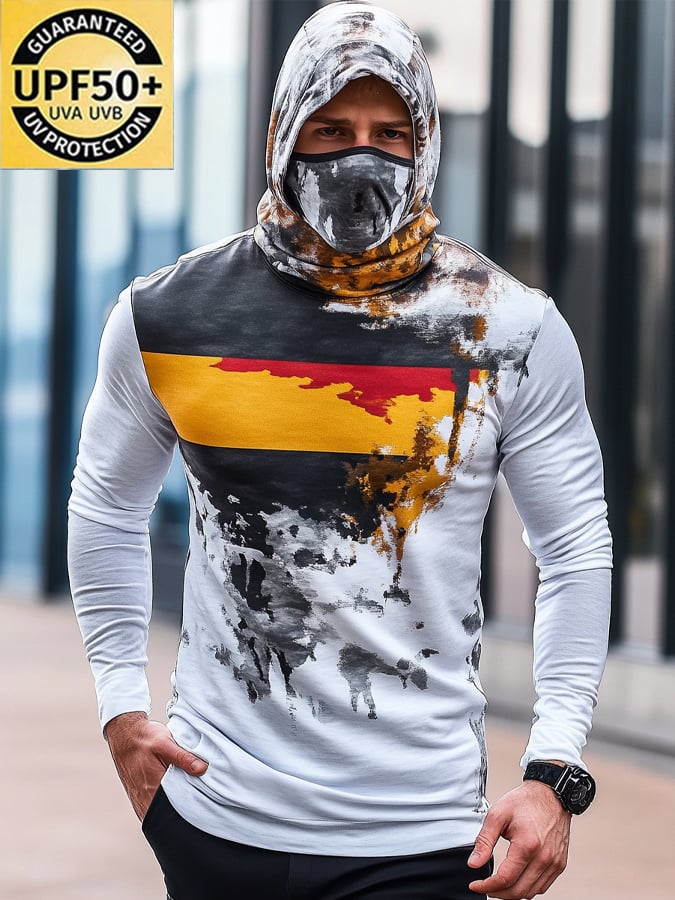 Men's Outdoor Sun Protection Breathable Cool Hooded Sun Protection Long-Sleeved Top