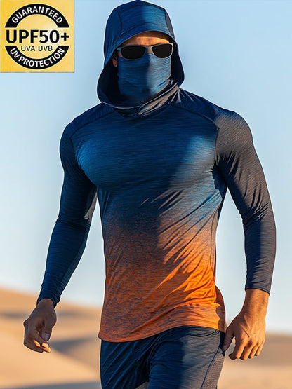 Men's Outdoor Sun Protection Breathable Cool Mask Hooded Sun Protection Long-Sleeved Top