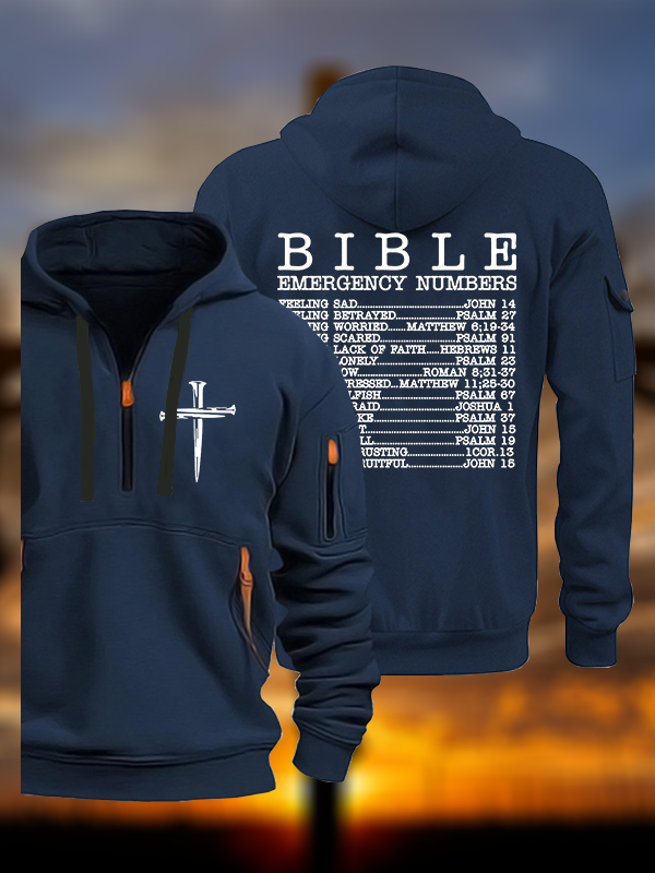 Bible Emergency Numbers  Jesus God Christian Zipper Hoodies