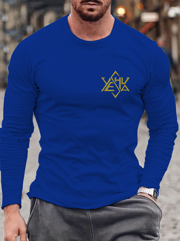Jesus Gold Super Star Tetrahedron of David Cotton Long Sleeve T-Shirt