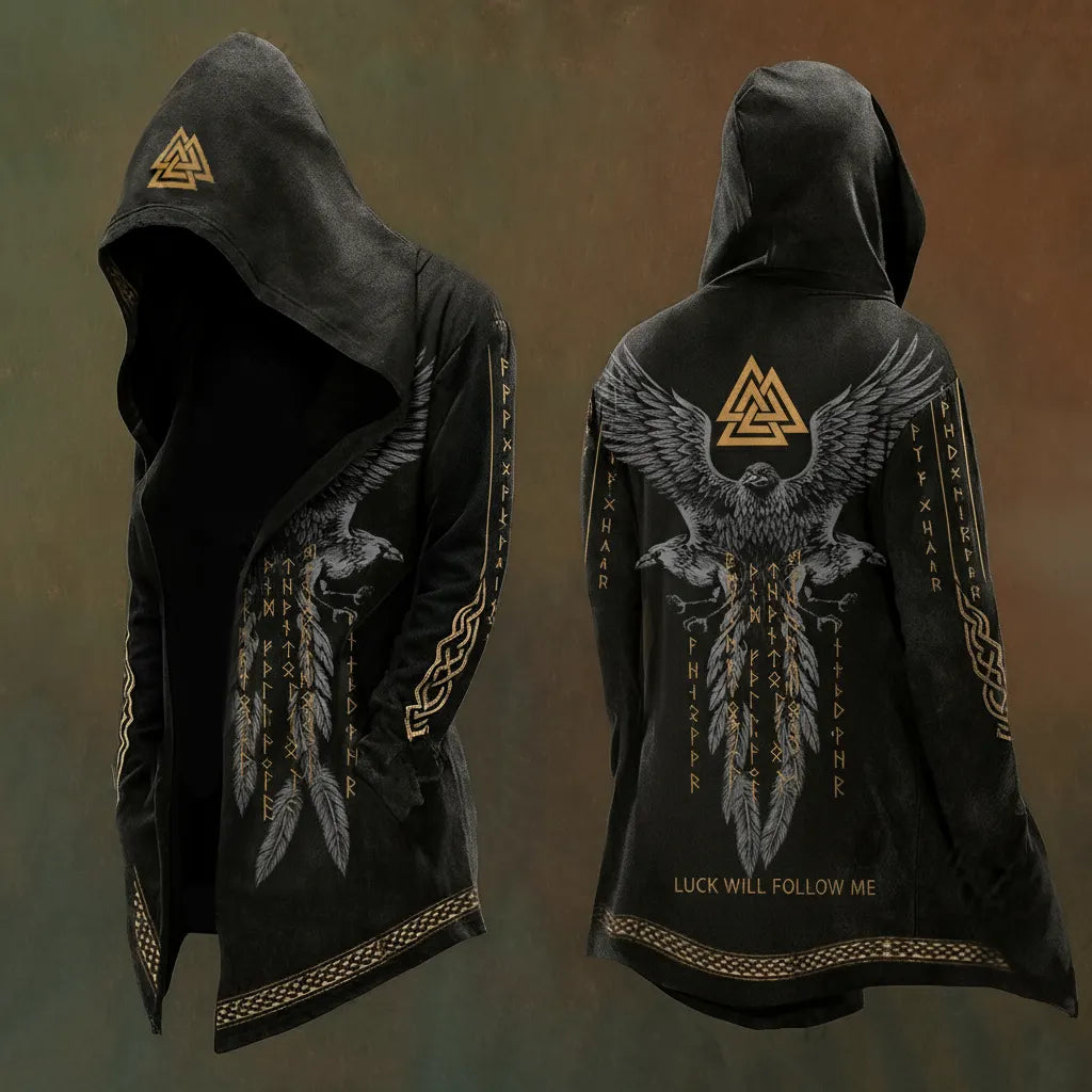 Viking Raven Valknut Digital 3D Printed Unisex Casual Hooded Jacket
