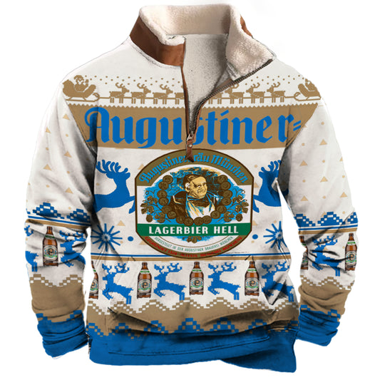 Unisex Our Beers 1/4 Zip Collar 3D Printed Christmas Sweatshirt