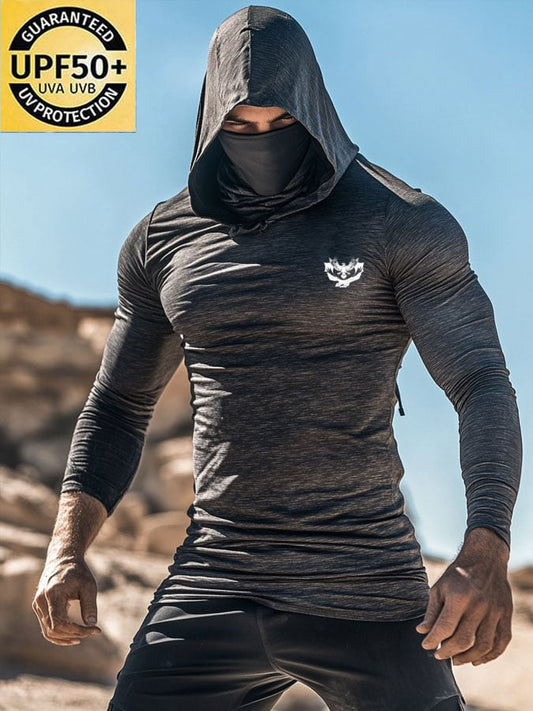 Men's Outdoor Sun Protection Breathable Cool Mask Hooded Sun Protection Long-Sleeved Top