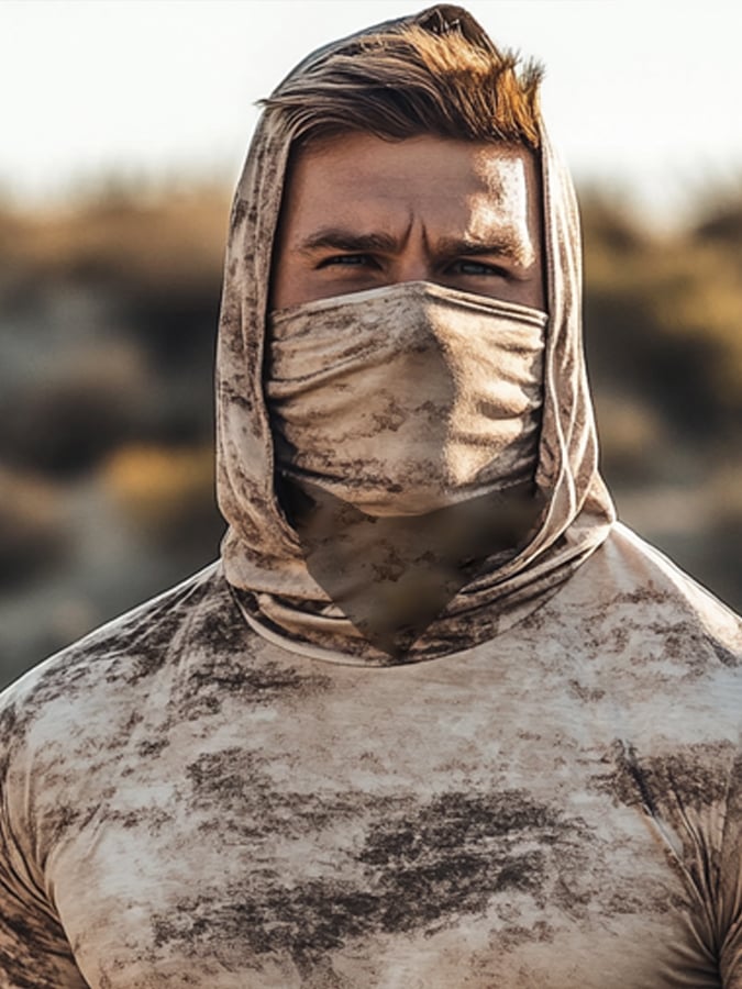 Men's Outdoor Sun Protection Breathable Cool Hooded Sun Protection Long Sleeve Top