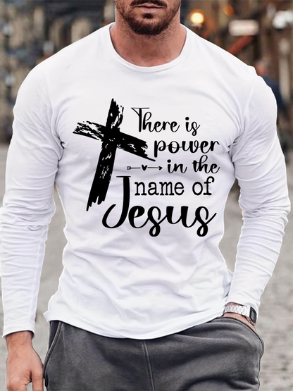 There is Power in the Name of Jesus Christian Cotton Long Sleeve T-Shirt