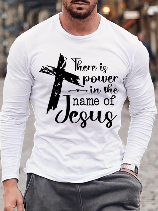 There is Power in the Name of Jesus Christian Cotton Long Sleeve T-Shirt
