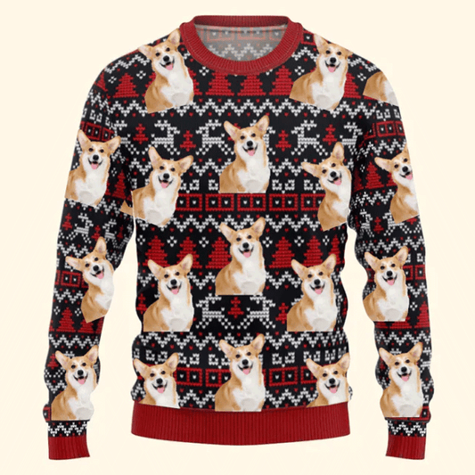 Pet Funny Faces Christmas Gift For Pet Lovers Ugly Red Navy Blue Sweater