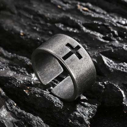 Hollow Cross Open Ring