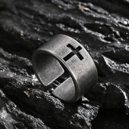 Hollow Cross Open Ring