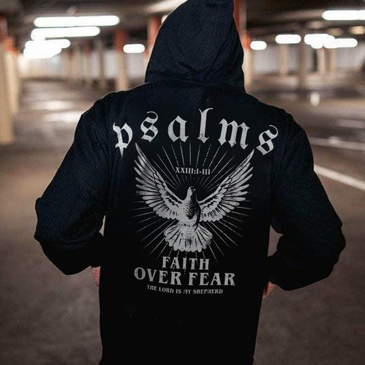 Psalms Faith Over Fear Printed Men's Hoodie