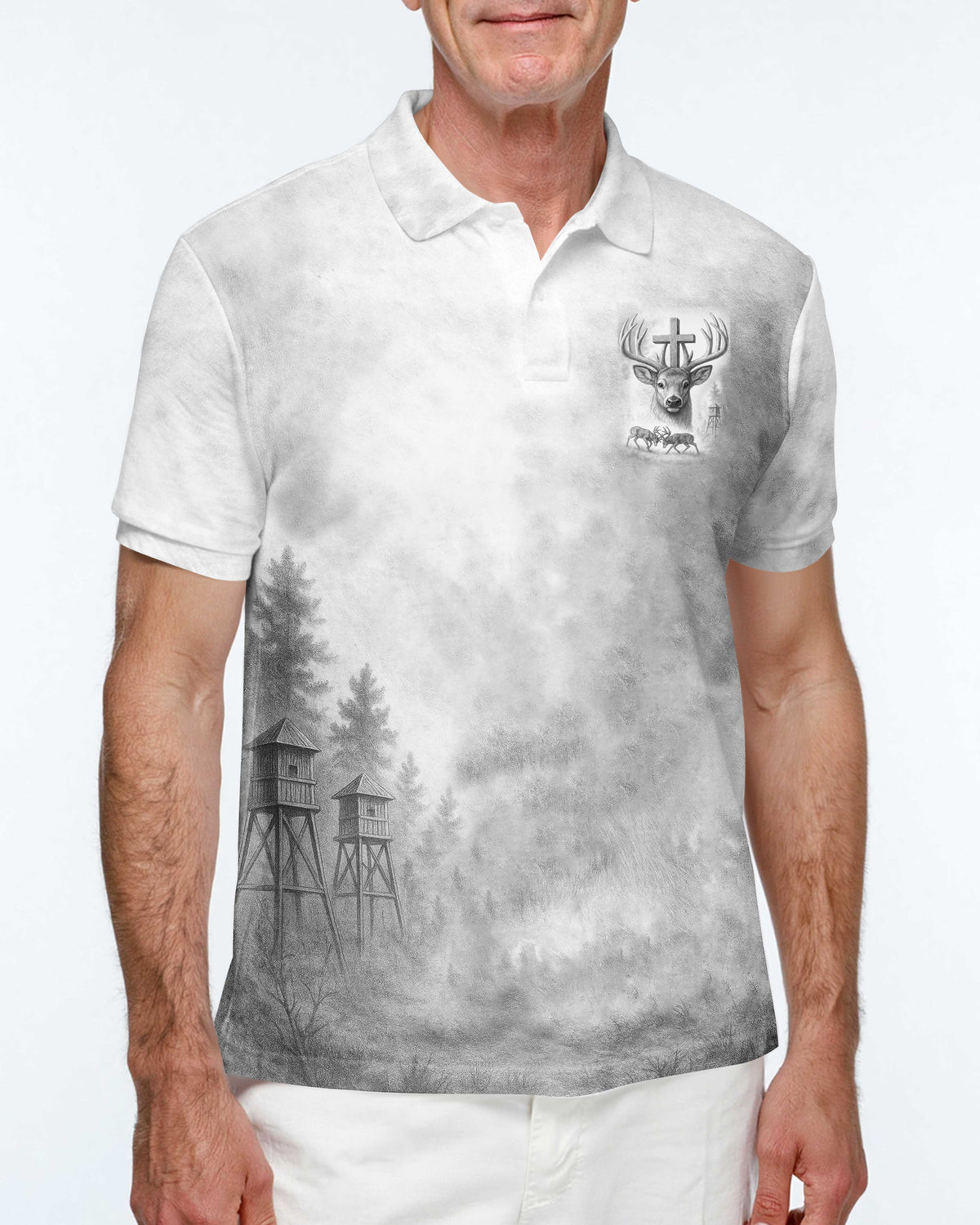 I've Got Hunting In My Veins And Jesus In My Heart All Over Print Grey T-Shirt