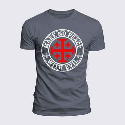 Luxe Mercerized Cotton Tee - Make No Peace with Evil Knight Templar Jerusalem Cross