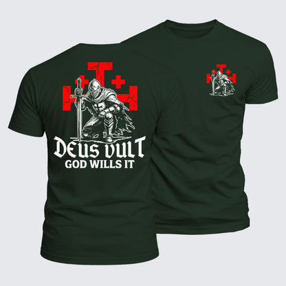 Luxe Mercerized Cotton Tee - Knights Templar Deus Vult Jerusalem Cross