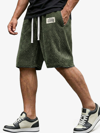 Men's Casual Loose Shorts Textured Embroidered Logo Everyday Wear