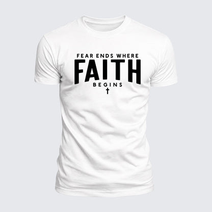 Luxe Mercerized Cotton Tee - Fear Ends Where Faith Begins