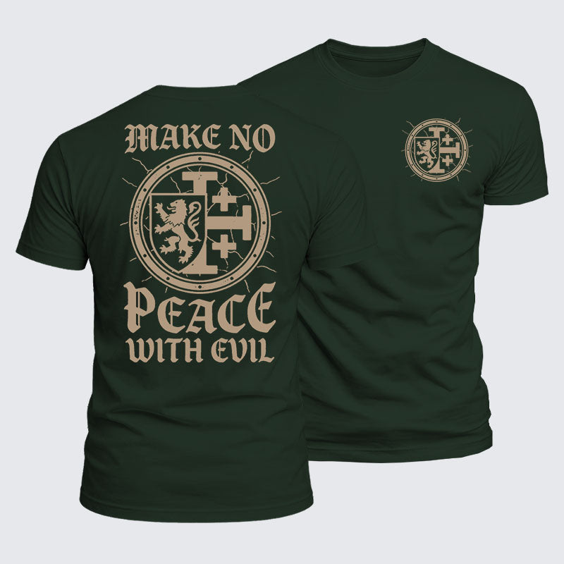 Luxe Mercerized Cotton Tee -  Make No Peace with Evil Knight Templar Jerusalem Cross