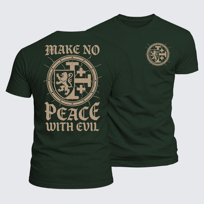 Luxe Mercerized Cotton Tee -  Make No Peace with Evil Knight Templar Jerusalem Cross