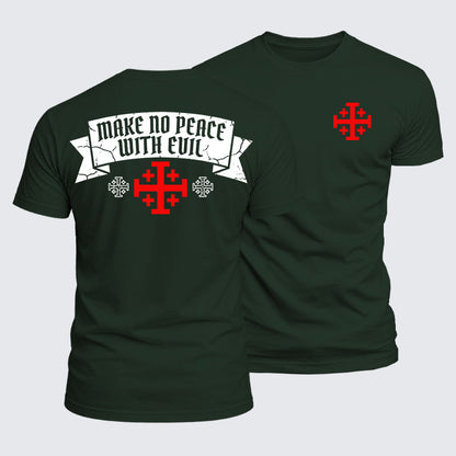 Luxe Mercerized Cotton Tee - Make No Peace with Evil Knight Templar Jerusalem Cross