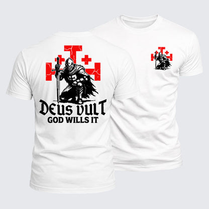 Luxe Mercerized Cotton Tee - Knights Templar Deus Vult Jerusalem Cross