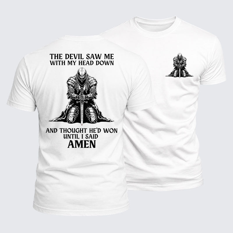 Luxe Mercerized Cotton Tee - The Devil Saw Me Until I Said Amen