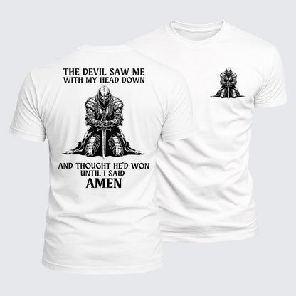 Luxe Mercerized Cotton Tee - The Devil Saw Me Until I Said Amen