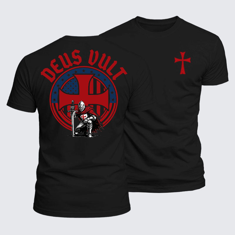 Luxe Mercerized Cotton Tee - Templar Knight Crusader Deus Vult