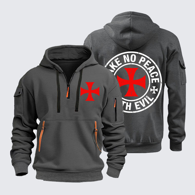 Zipper Hoodies - Make No Peace with Evil Knight Templar Cross