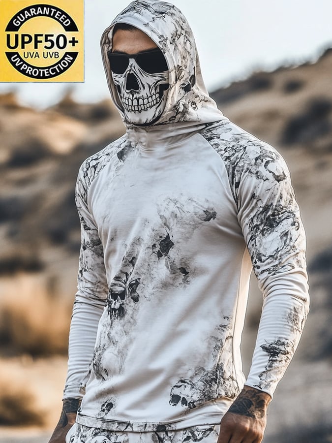 Men's Outdoor Sun Protection Breathable Cool Hooded Sun Protection Long Sleeve Top