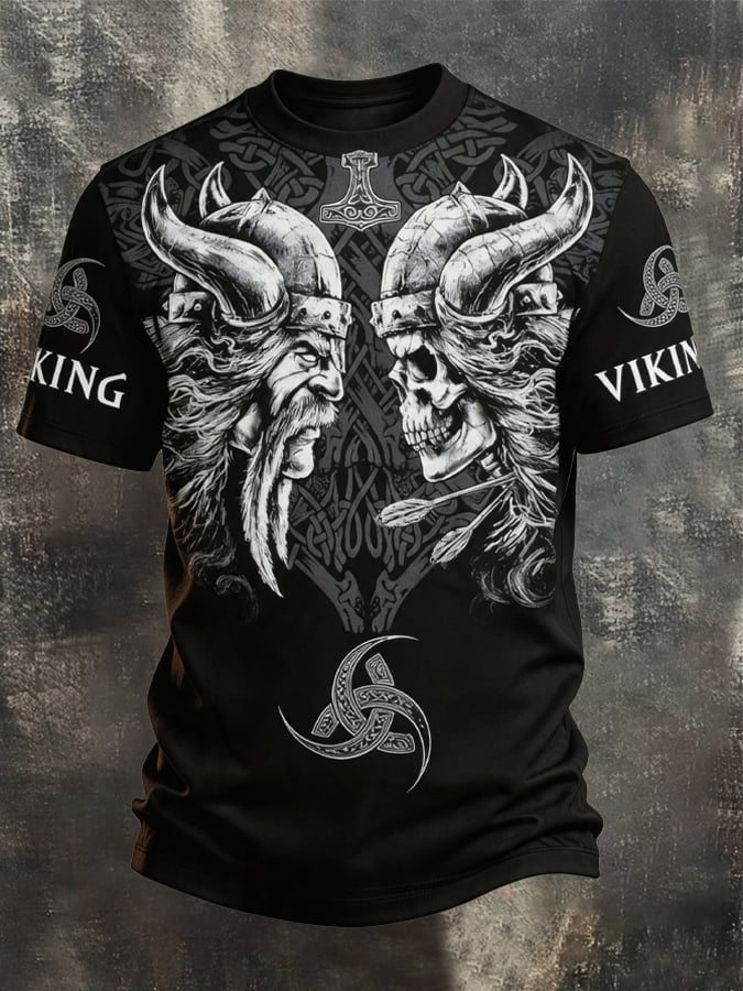 Men's Vintage Viking-Print T-Shirt