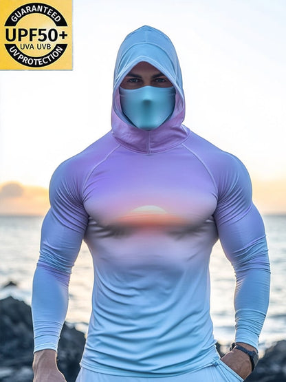 Men's Outdoor Sun Protection Breathable Cool Hooded Sun Protection Long Sleeve Top