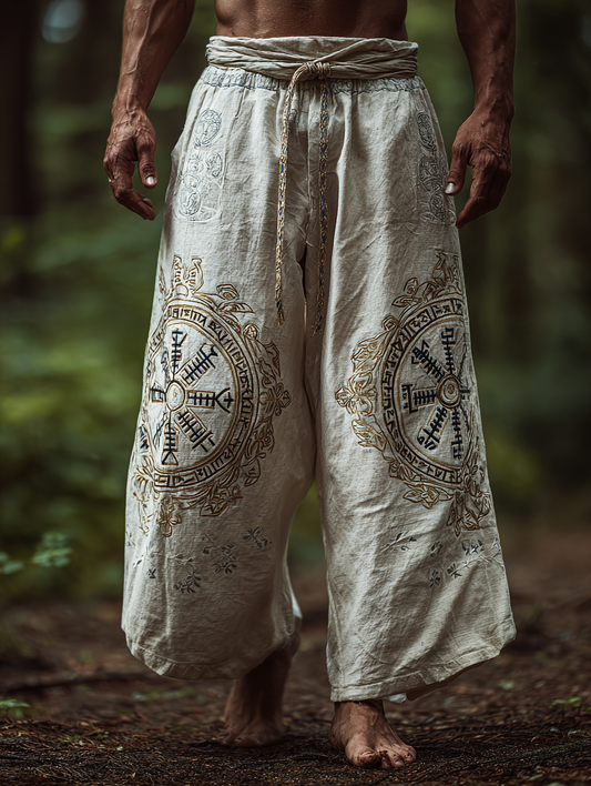 Men's Viking Retro Nordic Totem Linen Pants