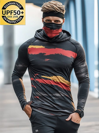 Men's Outdoor Sun Protection Breathable Cool Hooded Sun Protection Long-Sleeved Top
