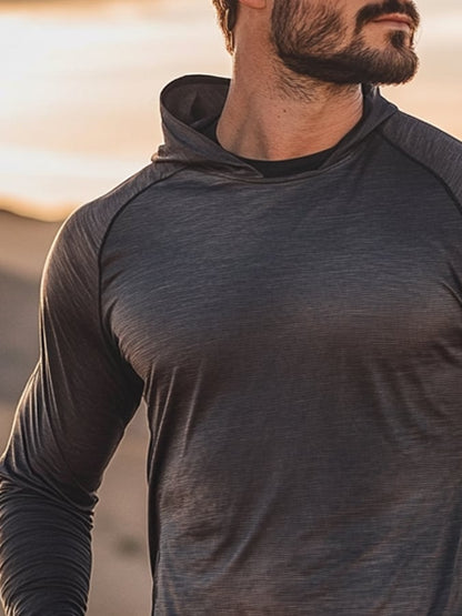 Men's Outdoor Sun Protection Cool Hooded Sun Protection Long Sleeve Top