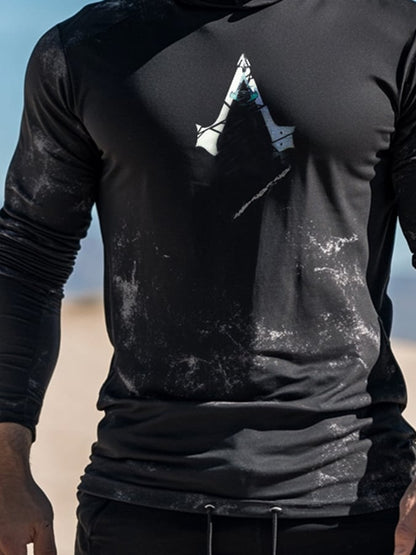 Men's Outdoor Sun Protection Breathable Cool Mask Hooded Sun Protection Long-Sleeved Top