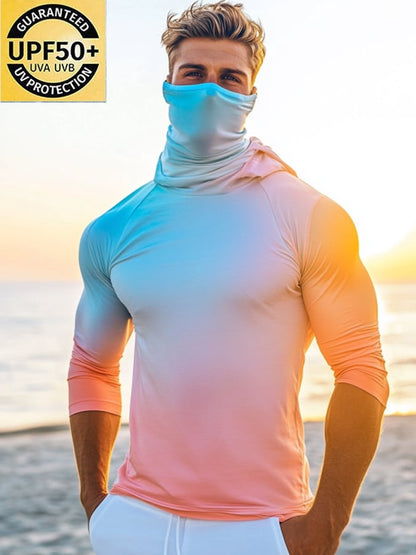 Men's Outdoor Sun Protection Breathable Cool Mask Hooded Sun Protection Long-Sleeved Top