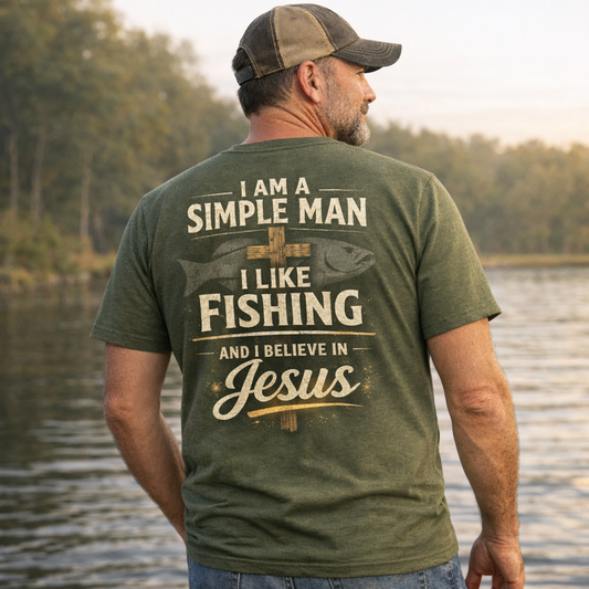 I Am A Simple Man I Like Fishing And I Believe In Jesus T-Shirt