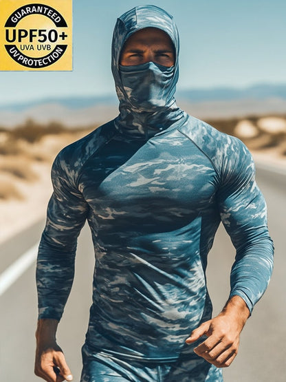 Men's Outdoor Sun Protection Breathable Cool Hooded Sun Protection Long Sleeve Top