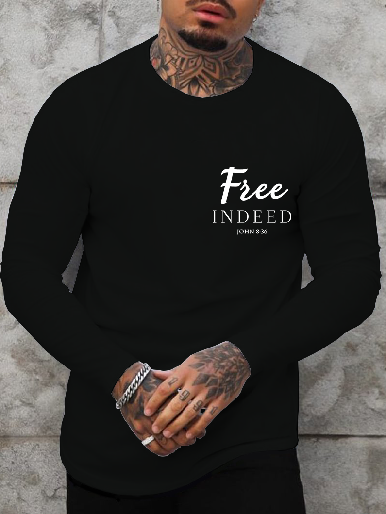 Free Indeed John 8:36 Cotton Long Sleeve T-Shirt