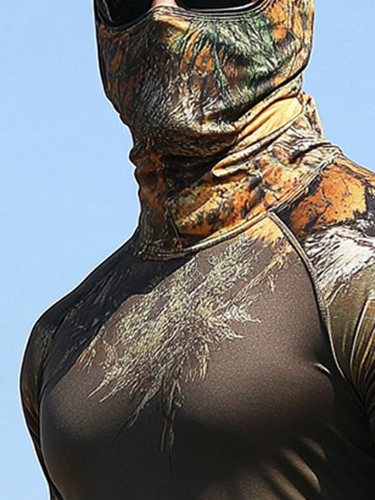 Men's Outdoor Sun Protection Breathable Cool Mask Hooded Sun Protection Long-Sleeved Top