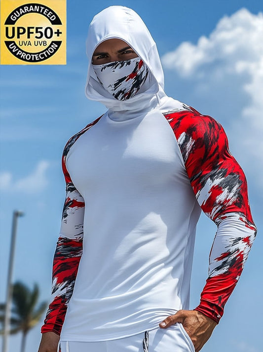 Men's Outdoor Sun Protection Breathable Cool Hooded Sun Protection Long-Sleeved Top