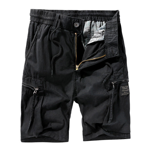 Men's Casual Solid Color Zipper Pocket  Shorts