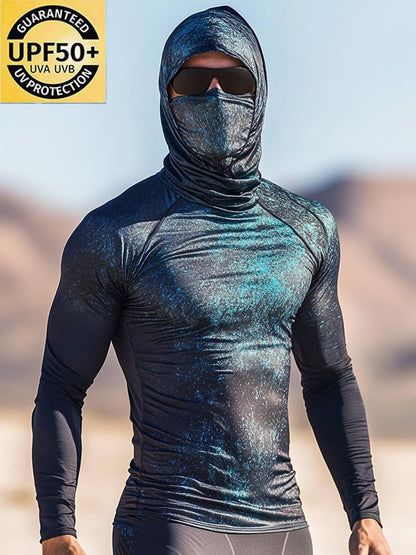 Men's Outdoor Sun Protection Breathable Cool Hooded Sun Protection Long-Sleeved Top