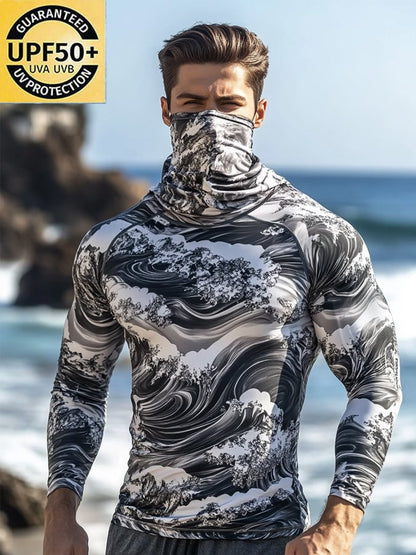 Men's Outdoor Sun Protection Breathable Cool Hooded Sun Protection Long Sleeve Top