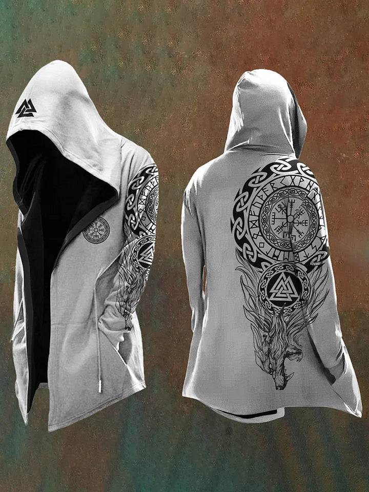 Men's Viking Mythology Viking Wolf Totem Hooded Jacket