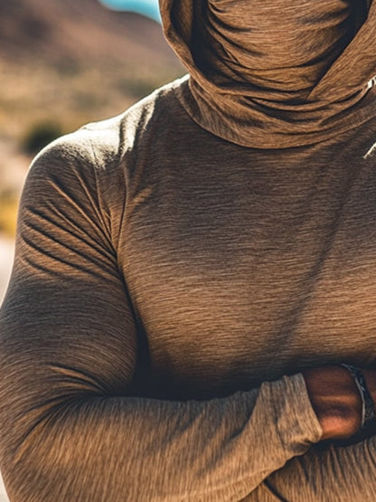 Men's Outdoor Sun Protection Breathable Cool Hooded Sun Protection Long Sleeve Top