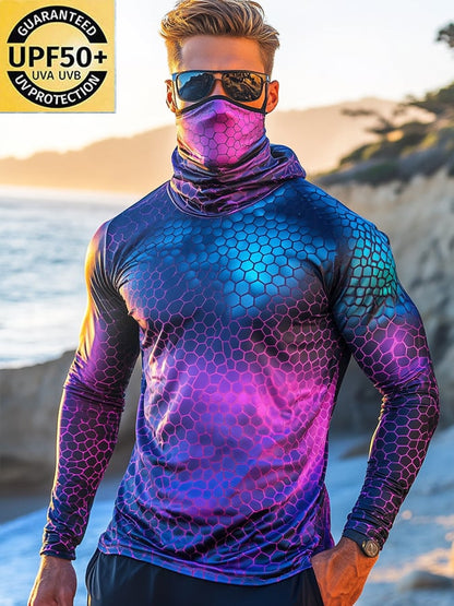 Men's Outdoor Sun Protection Breathable Cool Hooded Sun Protection Long Sleeve Top
