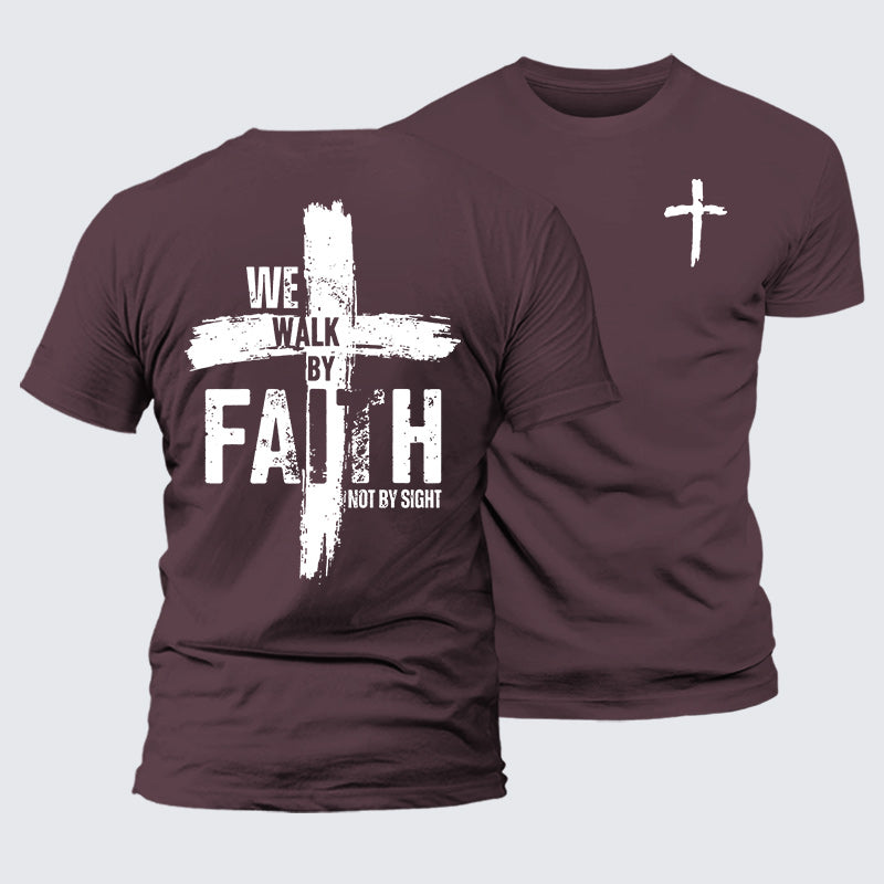 Luxe Mercerized Cotton Tee - We Walk By Faith Not By Sight